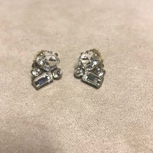 Antique gold clear cluster stud earrings